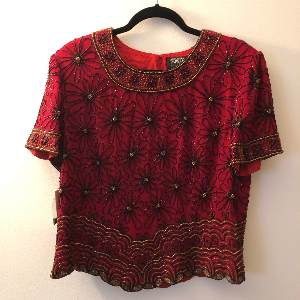 Gorgeous Adrianna Papell Silk Beaded Top